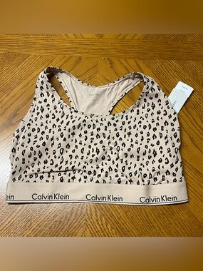 Calvin Klein Beige Leopard Print Sports Bra size 1X